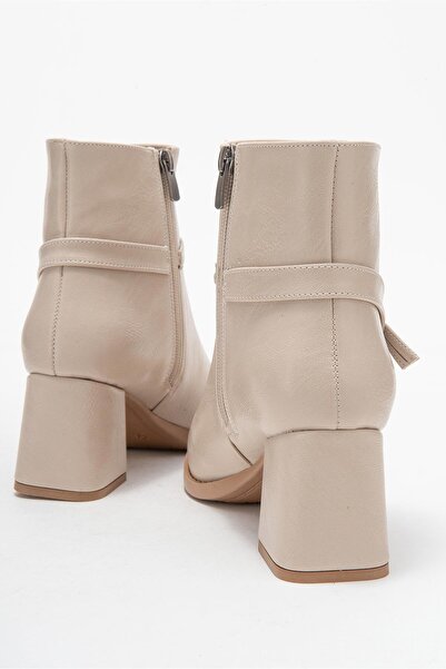 CCWAY AYAKKABI Γυναικείες μπότες με τακούνι με αγκράφα με μυτερή μύτη TEN SKIN