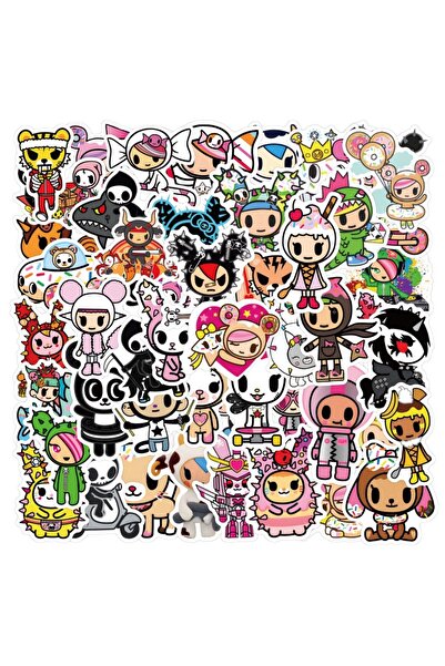 Miniso QT-160 50 قطعة ملصقات جرافيتي كرتونية جديدة من ماركة Tokidoki لحقيبة السفر والكمبيوتر المحمول والجيتار