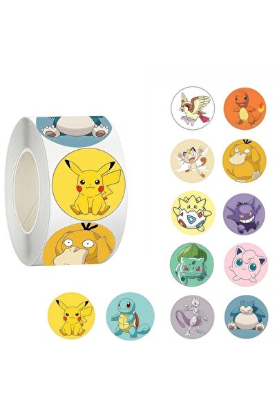 choice2 500 قطعة/لفة ملصقات ختم كرتونية لطيفة من بوكيمون بيكاتشو لتزيين الكمب...