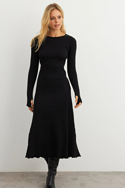 Cool & Sexy Γυναικείο μαύρο φόρεμα με κορδόνια καμιζόλα μίντι COL2268