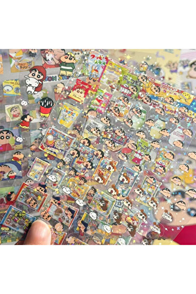 BANDAI 5 ورقات من 5 قطع من ملصقات غشاء شفاف مزدوج مقطوع من Crayon Shin Chan D...