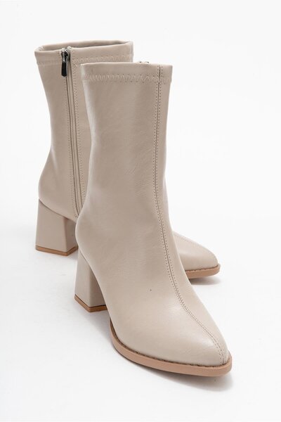 CCWAY AYAKKABI Γυναικείες μπότες με τακούνι με φερμουάρ, απλές ραφές TEN SKIN