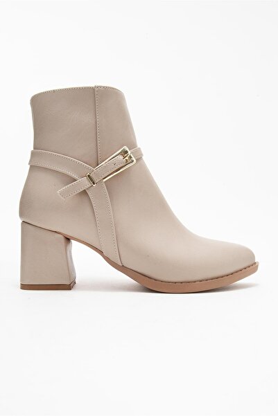 CCWAY AYAKKABI Γυναικείες μπότες με τακούνι με αγκράφα με μυτερή μύτη TEN SKIN