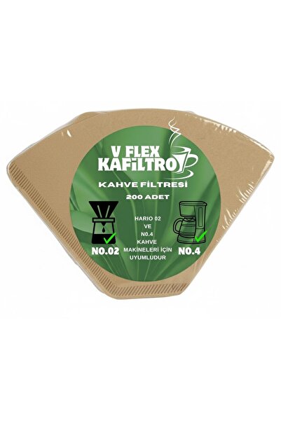 Kafiltro V Flex Hario ve No.4 Uyumlu Kahve Filtresi (200 Adet)