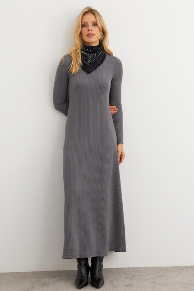 Cool & Sexy Rochie maxi de bază antracit pentru femei COL30