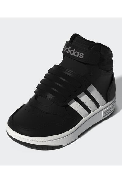 adidas حذاء هوبس متوسط الإغلاق بفيلكرو - أسود أساسي/أبيض سحابي/رمادي سيكس