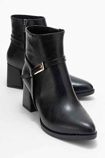 CCWAY AYAKKABI Γυναικείες μπότες με τακούνι με αγκράφα με μυτερή μύτη ΜΑΥΡΟ Δ...