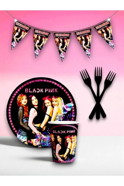 partylady مجموعة أدوات تقديم الطعام ذات الطابع الخاص لفرقة بلاك بينك لـ 16 شخ...