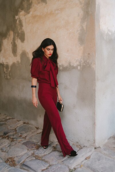 Stylove s421 Short-sleeved jumpsuit with bow tie