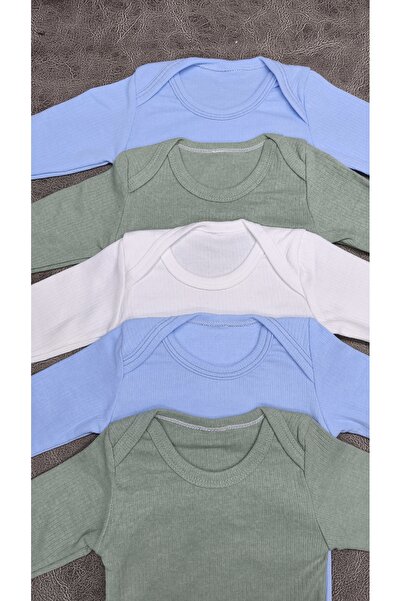 vieso 5-Piece Colorful Long-Sleeved Cotton Snap-On Baby Bodysuit with Report