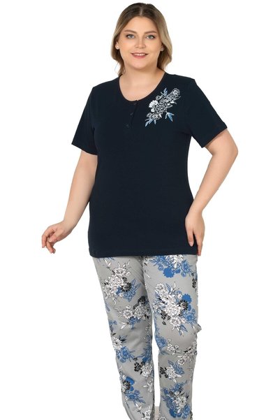 Alperi طقم بيجامة بأكمام قصيرة مقاس كبير B78-106