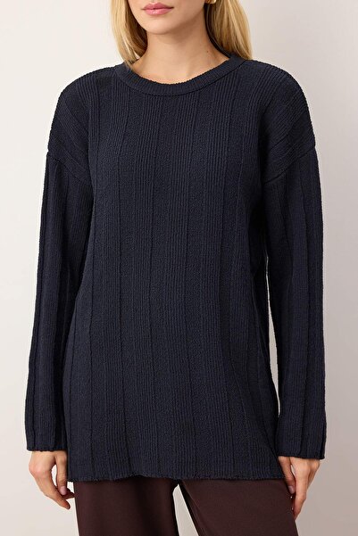 Trendyol Modest Navy Blue Boucle Knit Sweater Tctaw26Ak00014