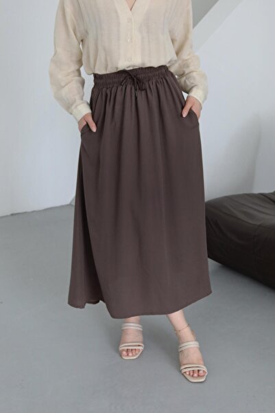 Laluvia Barna elasztikus derékú szoknya