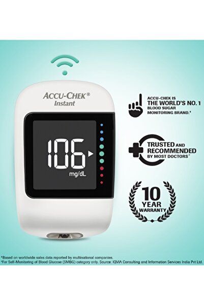 ACCU-CHEK Instant Wireless Blood Glucose Meter Bundle with Lancing Device + 100 Test Strips