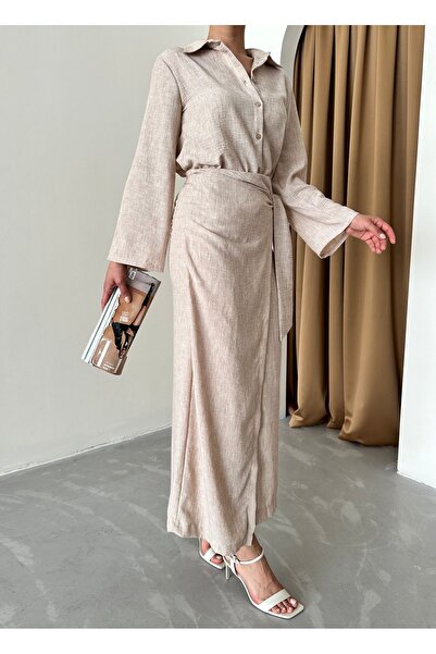 Laluvia Kávé színű, fűzős szoknyakészlet