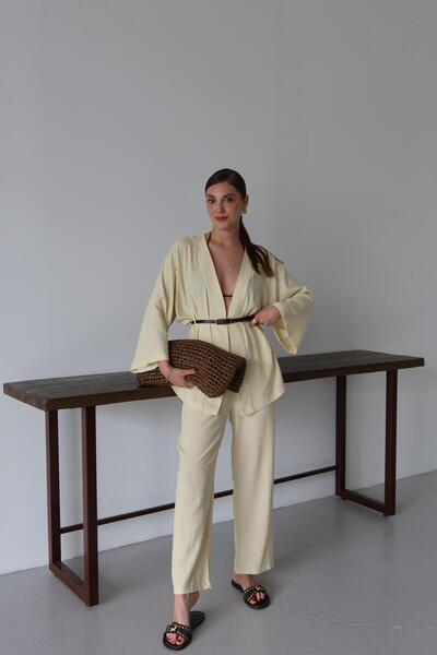 Laluvia Yellow Belted Classy Suit