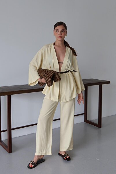 Laluvia Yellow Belted Classy Suit