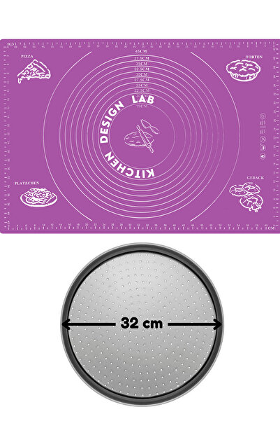 Atlas Mutfak طقم من قطعتين بنفسجي بساط لف العجين سيليكون مقاس 45 × 65 سم وصين...