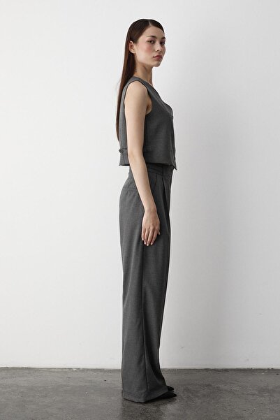 Laluvia Anthracite Linda Vest Pants Set