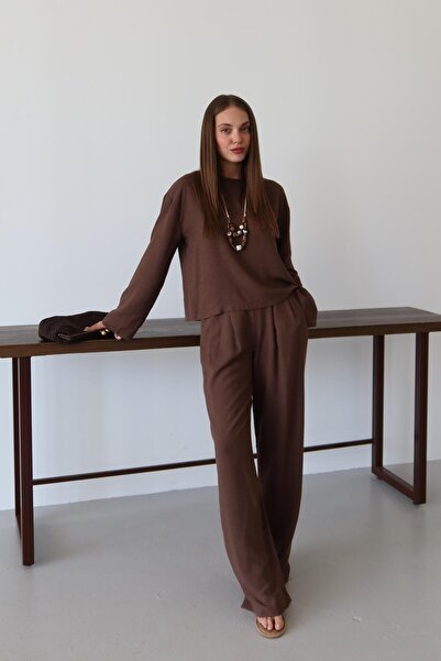 Laluvia Barna Marisol blúz nadrág szett