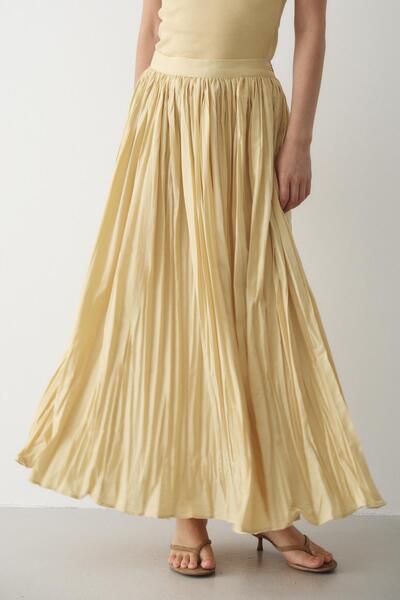 Laluvia Yellow Crashed Skirt