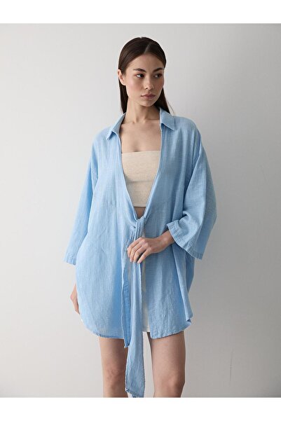 Laluvia Cămașă kimono de in Blue Flam