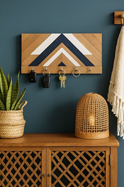 woodalbuba Dekoratif Ahşap Tablo Kapı Anahtar Askısı Anahtarlık