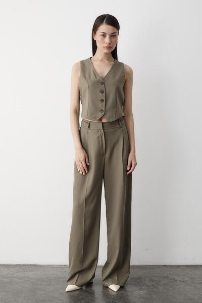 Laluvia Haki Linda Yelek Pantolon Takım