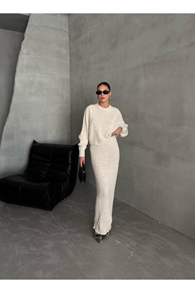 Laluvia Stone Martha dvoudílný svetr pletené šaty