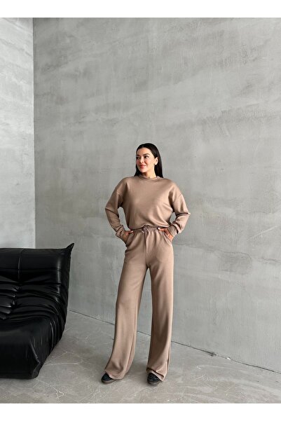 Laluvia Mink Sweat széles szárú nadrág szett