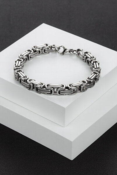 TREND COLLECTİON Erkek Kral Kalın Model 316l 5mm Çelik Bileklik Seti Gümüş-gold-siyah