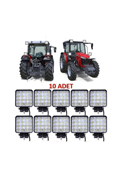 reyoto 10 Adet Off Road Beyaz Işık Sis Farı Lambası 16 Led Kare