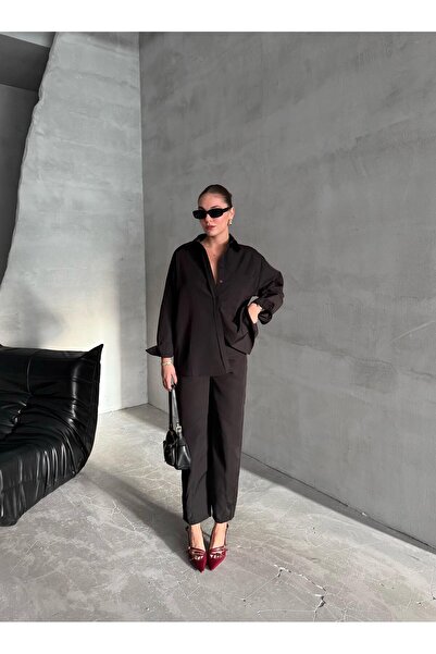 Laluvia Fekete Merlin öves ing nadrág szett