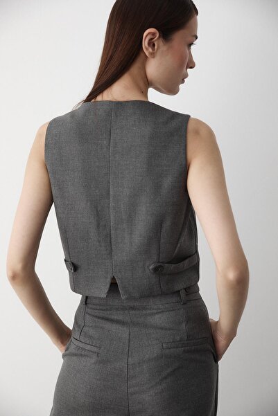 Laluvia Anthracite Linda Vest Pants Set