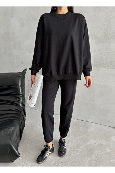 Laluvia Fekete Riven hosszú ujjú szett elasztikus lábakkal