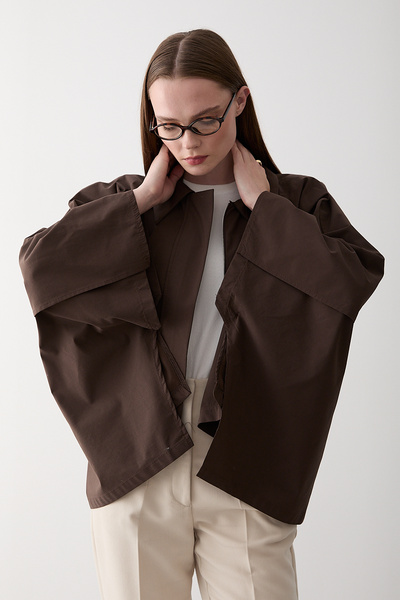 Laluvia Kahverengi Pelerin Model Trençkot - 7603