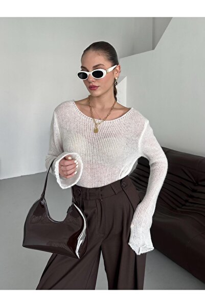 Laluvia Ecru Transparent Sweater