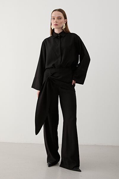 Laluvia Black Belt Detailed Pants Shirt Set - 8862