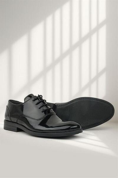 Rakerplus Μαύρο λουστρίνι σμόκιν - Παιδικά κλασικά παπούτσια με κορδόνια