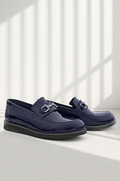 Rakerplus Mocasnic cu cataramă din piele naturală bleumarin pantofi clasici p...