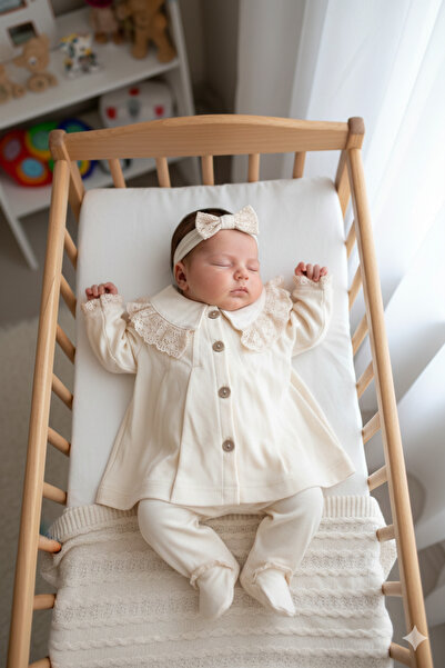 BETSY STUDIO 3-Piece Newborn Baby Girl Set / Hospital Release 0-3 Months