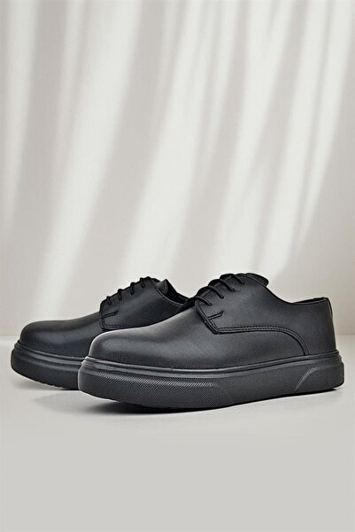 Rakerplus Παιδικά Classic Derby Shoes - Μαύρο Ματ, Μαύρη Σόλα