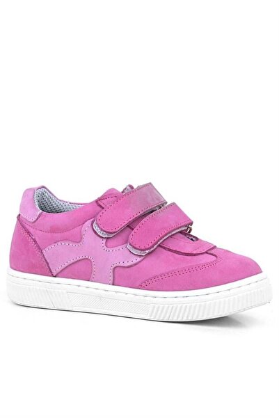 Rakerplus Genuine Leather Fuchsia Pink Velcro Children's Sneakers