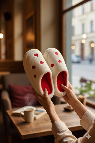FootFrenzy Women's Plush Heart Slippers Guest Slippers Bundle Slippers