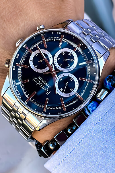 Ferrucci Men's Wristwatch - New Season Silver Color, Steel Cord, 3 ATM Waterproof Bracelet Gift