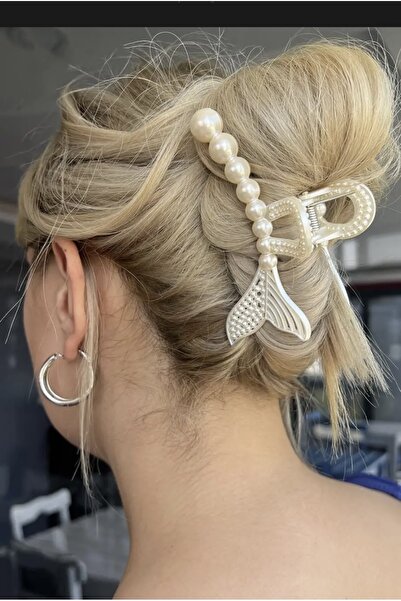 Kokoş Cream Color Pearl Large Size Fish Figure Clothespin Buckle