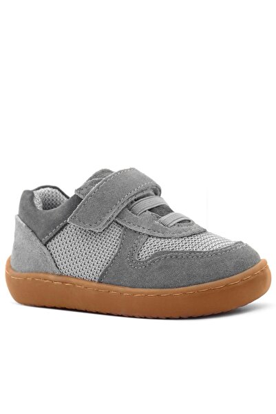 Rakerplus Bob Genuine Leather Gray Barefoot Velcro Elastic Baby Sneaker Shoes