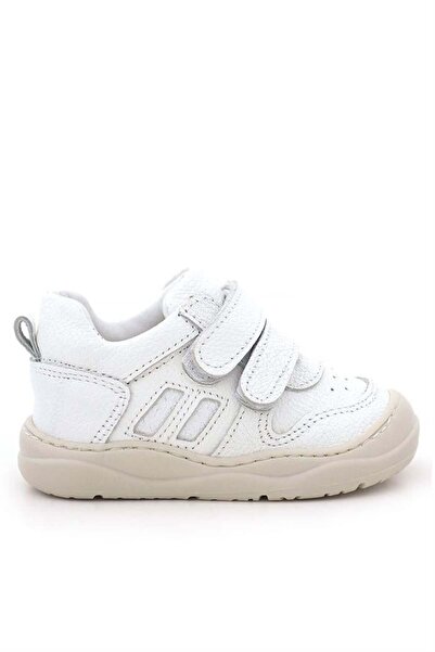 Rakerplus Schaggy Genuine Leather White Velcro Baby Sneakers