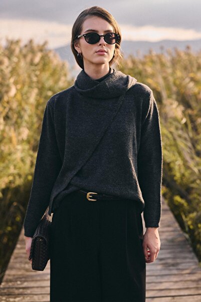 Olcay Self-Weaving Knitwear Sweater Anthracite 8266