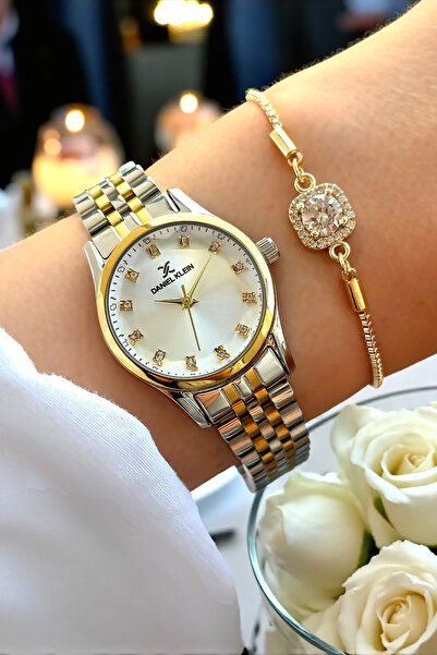 Daniel Klein %100 Orijinal Altın Gümüş Renk Paslanmaz Çelik Kordon Su Geçirmez Kadın Kol Saati Bileklik
